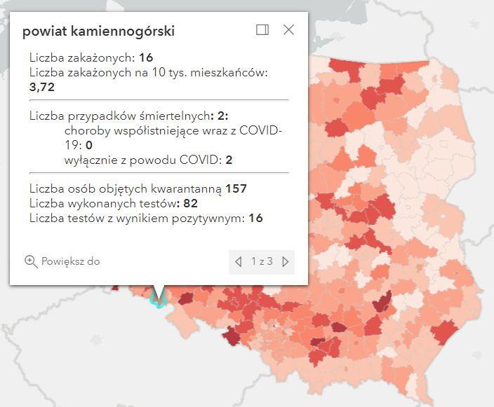 Koronawirus - statystyka - powiat kamiennogórski - 1.1.2022. 