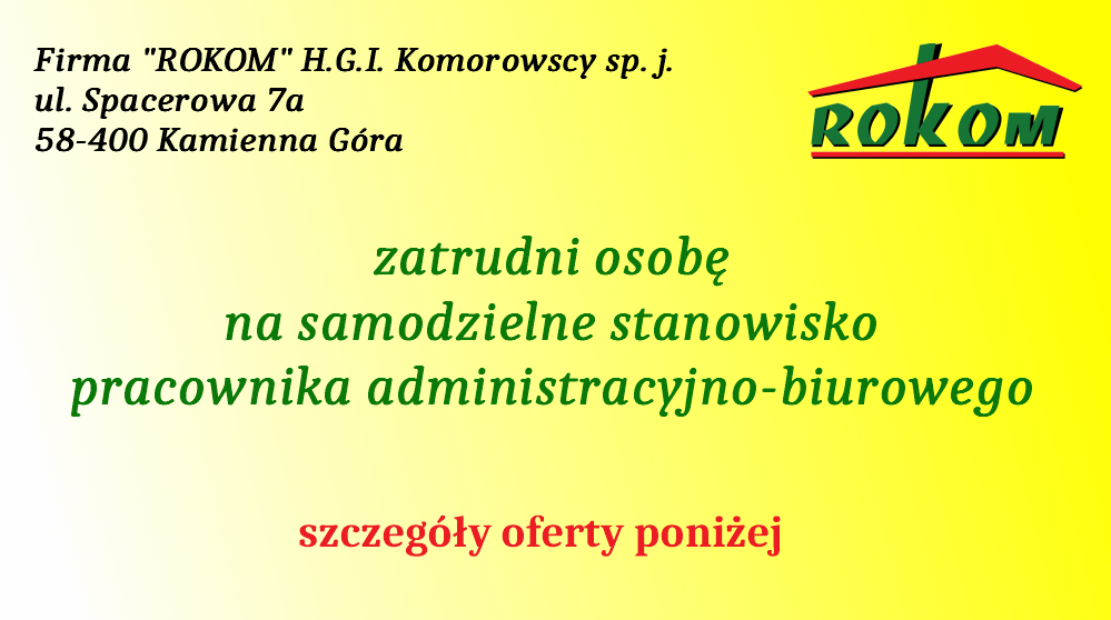 Oferta pracy - pracownik administracyjno-biurowy