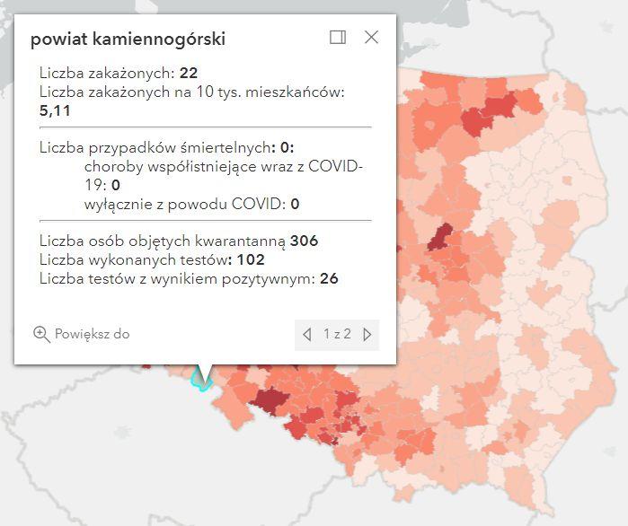 Koronawirus - statystyka - powiat kamiennogórski - 9.12.2021. 