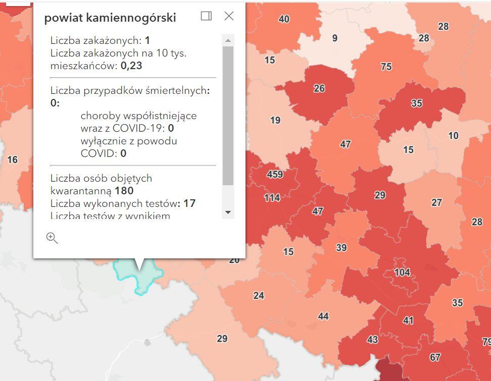 Koronawirus - statystyka - powiat kamiennogórski - 21.11.2021. 