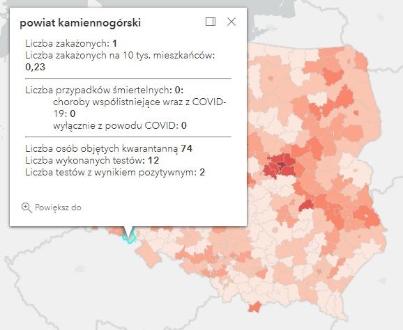 Koronawirus - statystyka - powiat kamiennogórski - 15.11.2021. 