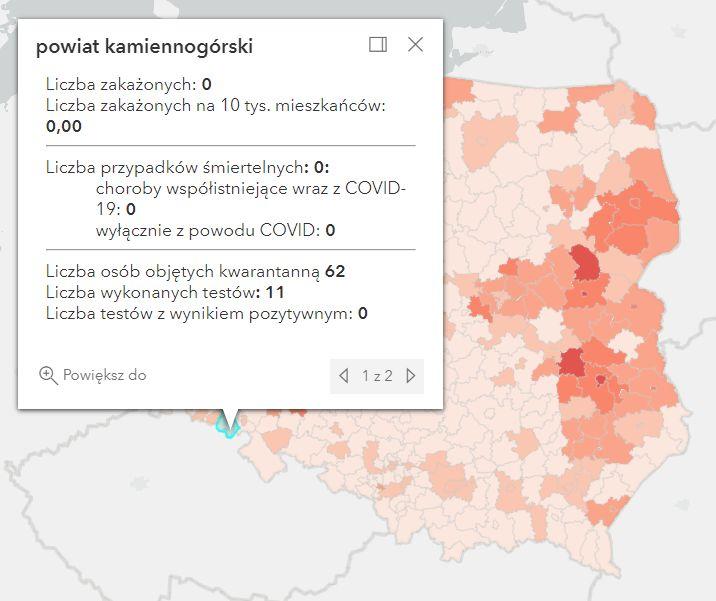 Koronawirus - statystyka - powiat kamiennogórski - 1.11.2021. 