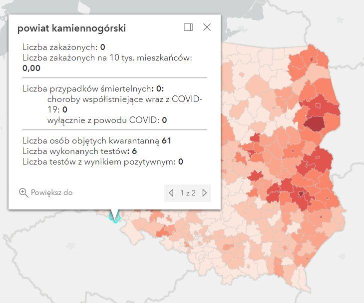 Koronawirus - statystyka - powiat kamiennogórski - 31.10.2021. 