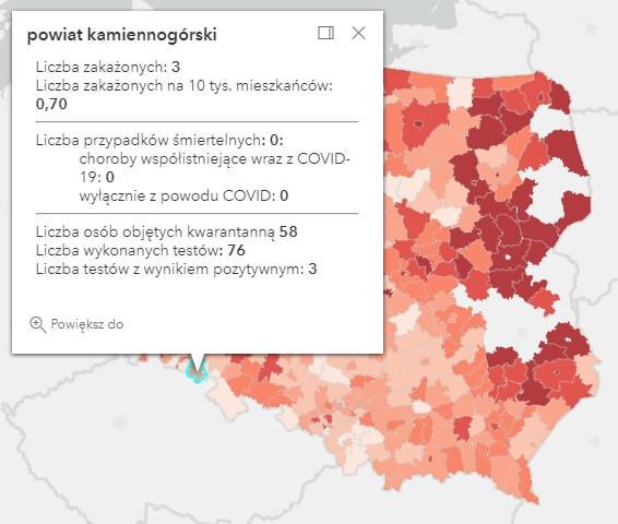 Koronawirus - statystyka - powiat kamiennogórski - 26.10.2021. 