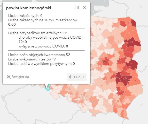 Koronawirus - statystyka - powiat kamiennogórski - 25.10.2021. 