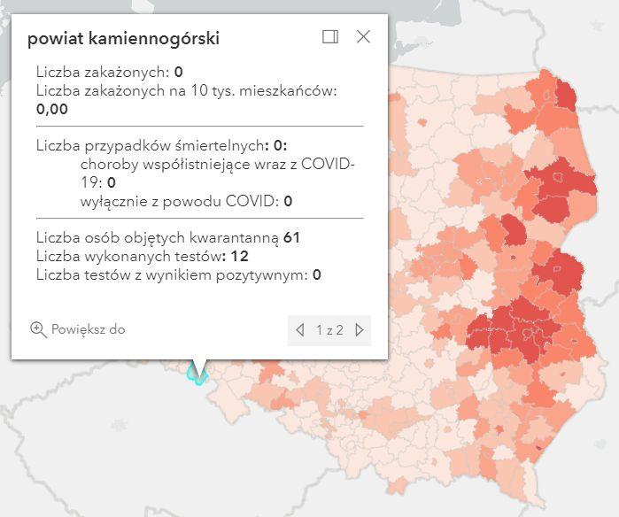 Koronawirus - statystyka - powiat kamiennogórski - 24.10.2021. 