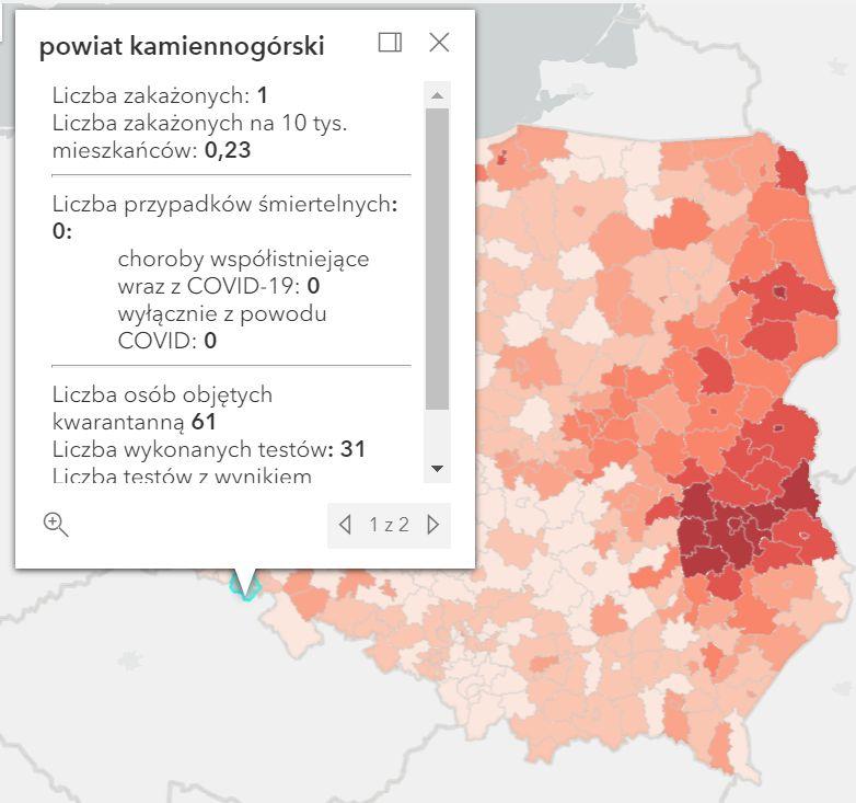Koronawirus - statystyka - powiat kamiennogórski - 23.10.2021. 