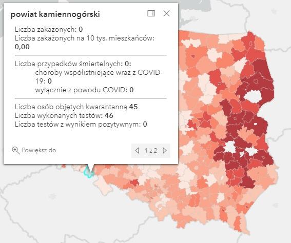 Koronawirus - statystyka - powiat kamiennogórski - 22.10.2021. 