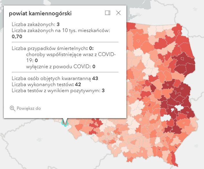 Koronawirus - statystyka - powiat kamiennogórski - 21.10.2021. 