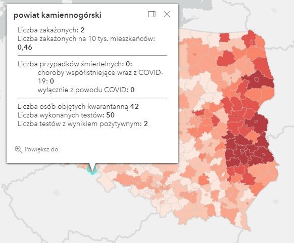 Koronawirus - statystyka - powiat kamiennogórski - 19.10.2021. 