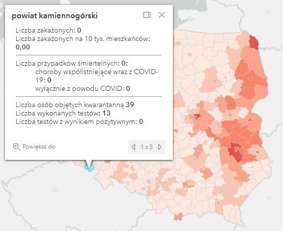 Koronawirus - statystyka - powiat kamiennogórski - 18.10.2021. 