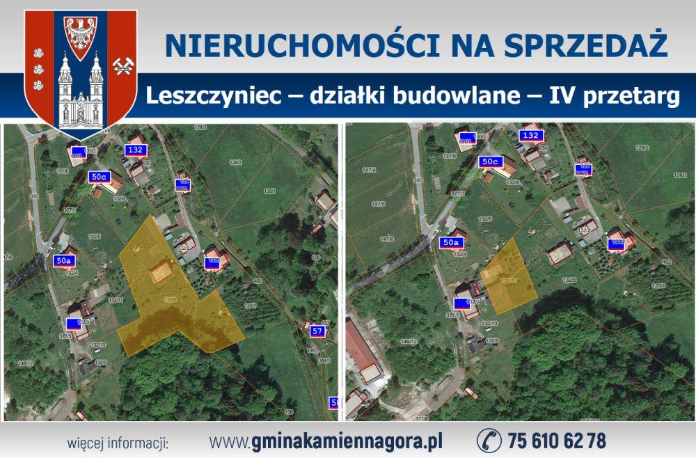 Ogłoszenie - działki budowlane Leszczyniec - IV przetarg