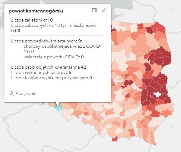 Koronawirus - statystyka - powiat kamiennogórski - 13.10.2021. 
