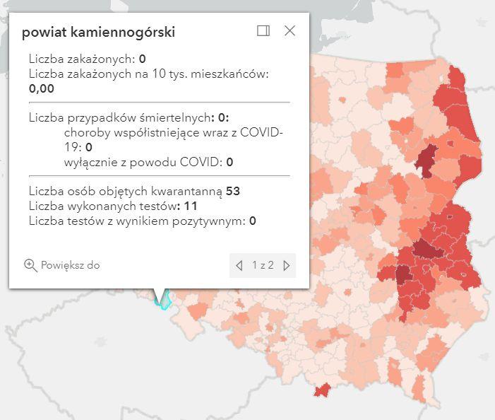 Koronawirus - statystyka - powiat kamiennogórski - 10.10.2021. 