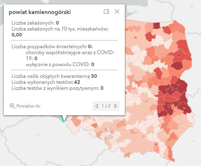 Koronawirus - statystyka - powiat kamiennogórski - 9.10.2021. 