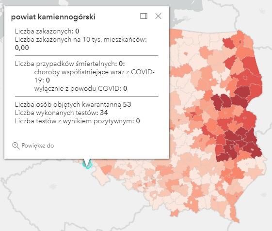 Koronawirus - statystyka - powiat kamiennogórski - 8.10.2021. 
