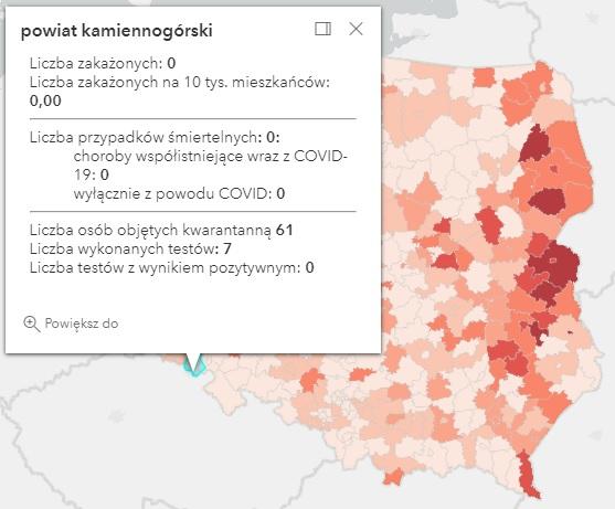 Koronawirus - statystyka - powiat kamiennogórski - 4.10.2021. 