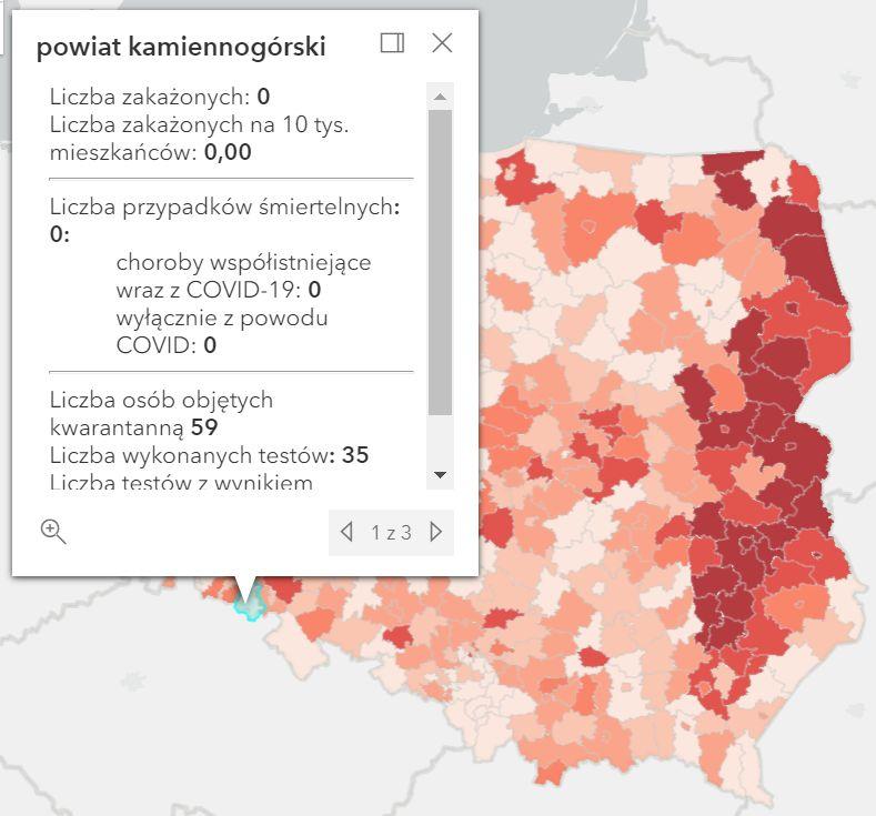 Koronawirus - statystyka - powiat kamiennogórski - 1.10.2021. 