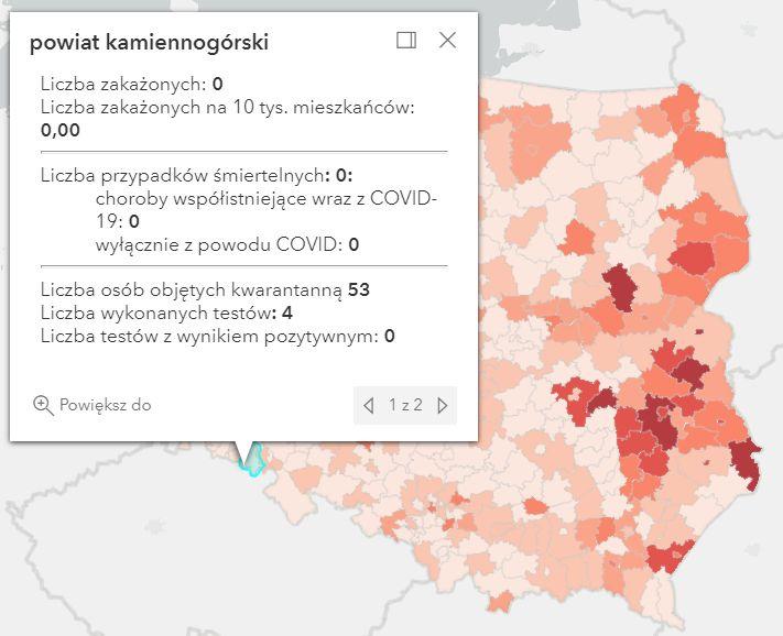 Koronawirus - statystyka - powiat kamiennogórski - 26.9.2021. 