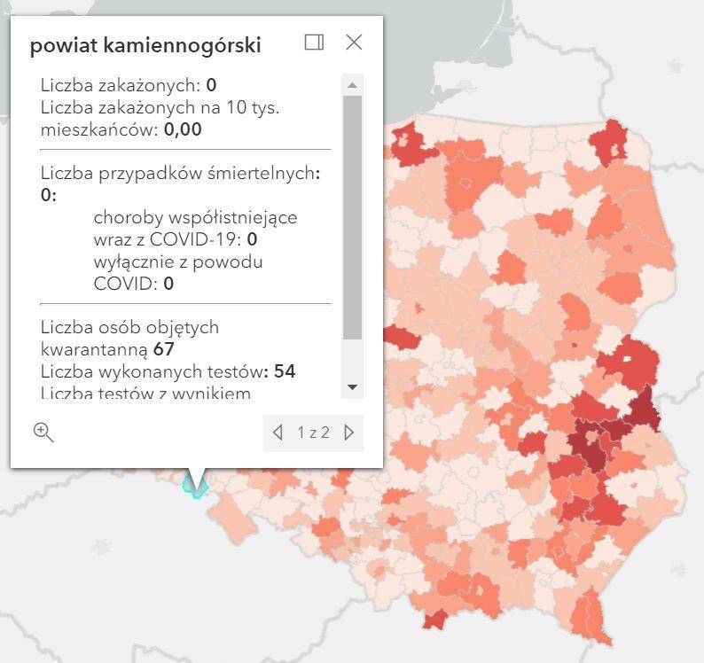 Koronawirus - statystyka - powiat kamiennogórski - 23.9.2021. 