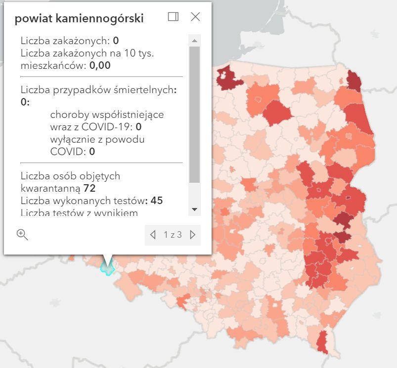Koronawirus - statystyka - powiat kamiennogórski - 22.9.2021. 