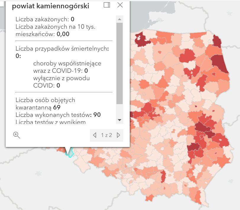 Koronawirus - statystyka - powiat kamiennogórski - 21.9.2021. 