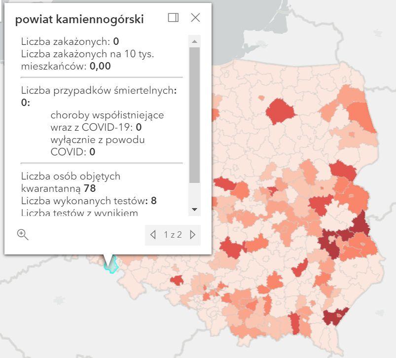 Koronawirus - statystyka - powiat kamiennogórski - 20.9.2021. 