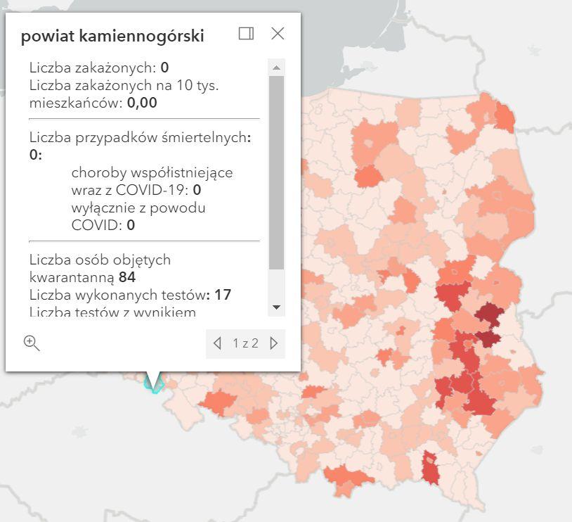 Koronawirus - statystyka - powiat kamiennogórski - 19.9.2021. 