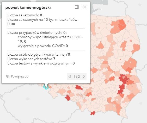 Koronawirus - statystyka - powiat kamiennogórski - 13.9.2021. 