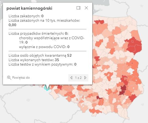 Koronawirus - statystyka - powiat kamiennogórski - 8.9.2021. 