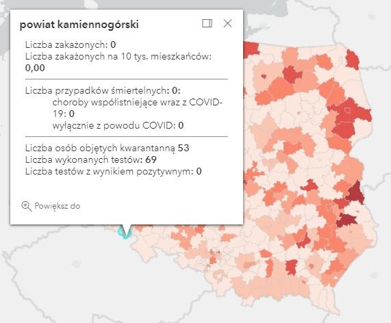 Koronawirus - statystyka - powiat kamiennogórski - 7.9.2021. 