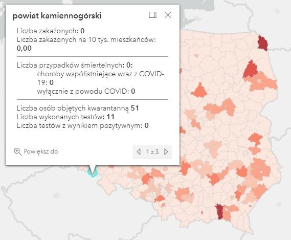 Koronawirus - statystyka - powiat kamiennogórski - 6.9.2021. 