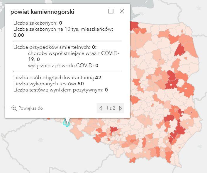 Koronawirus - statystyka - powiat kamiennogórski - 4.9.2021.