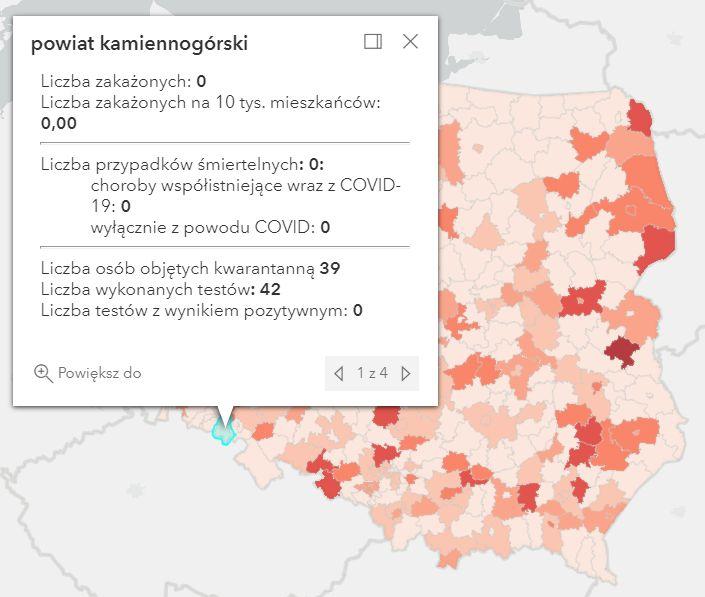 Koronawirus - statystyka - powiat kamiennogórski - 3.9.2021.