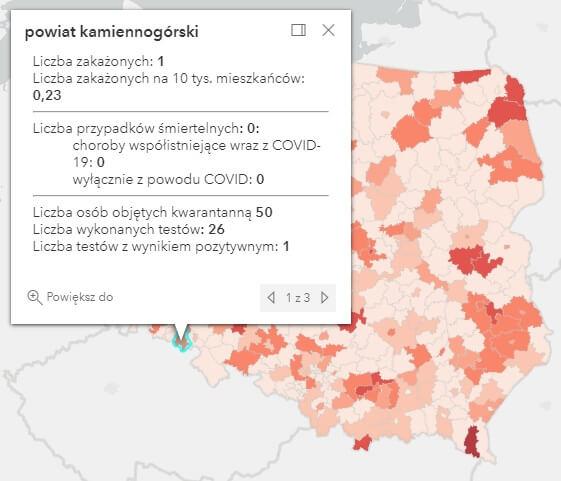 Koronawirus - statystyka - powiat kamiennogórski - 2.9.2021.