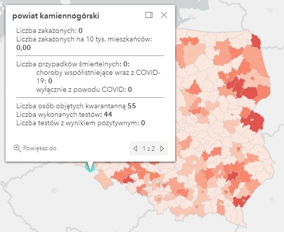 Koronawirus - statystyka - powiat kamiennogórski - 1.9.2021.