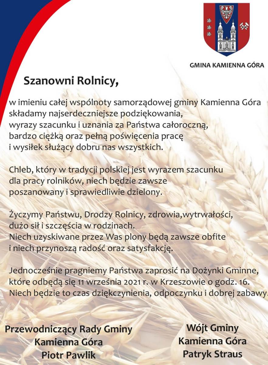 Życzenia dla rolników