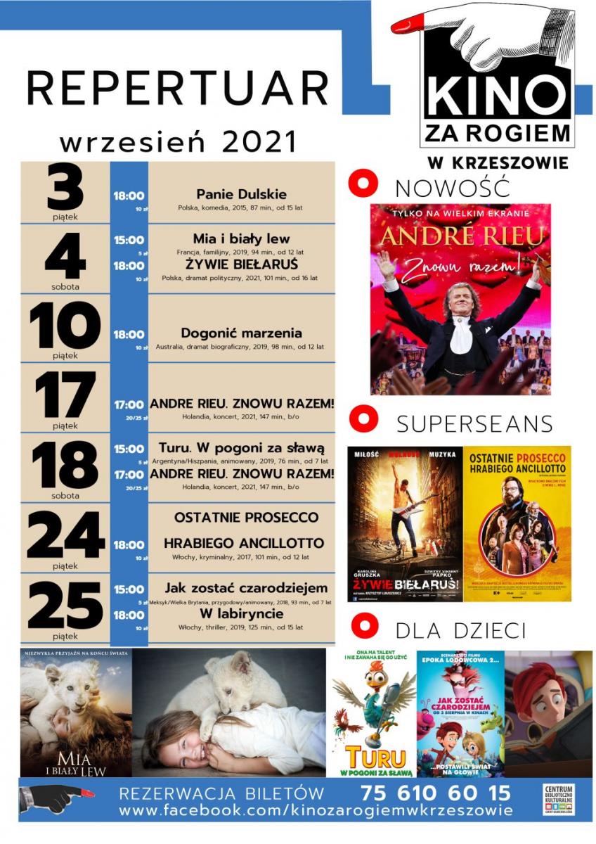 Kino za Rogiem zaprasza - wrzesień 2021