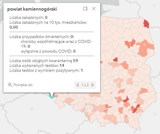 Koronawirus - statystyka - powiat kamiennogórski - 30.8.2021.