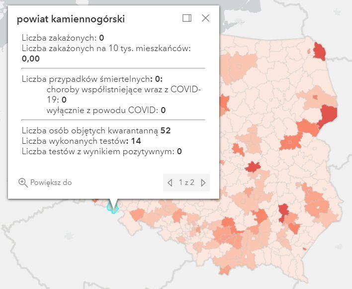 Koronawirus - statystyka - powiat kamiennogórski - 29.8.2021.