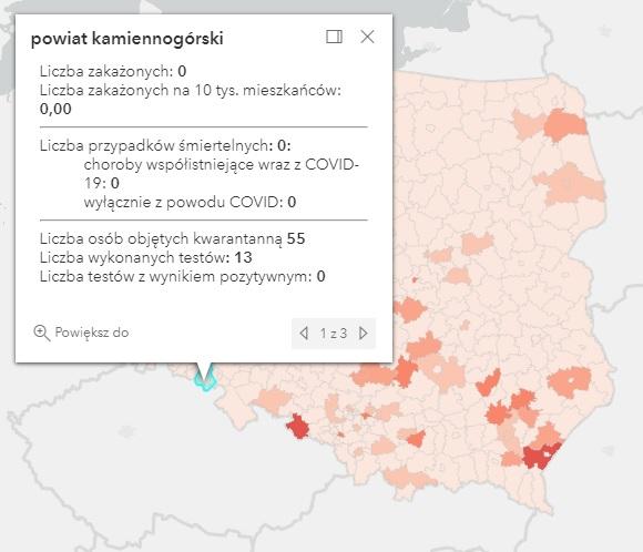 Koronawirus - statystyka - powiat kamiennogórski - 23.8.2021.