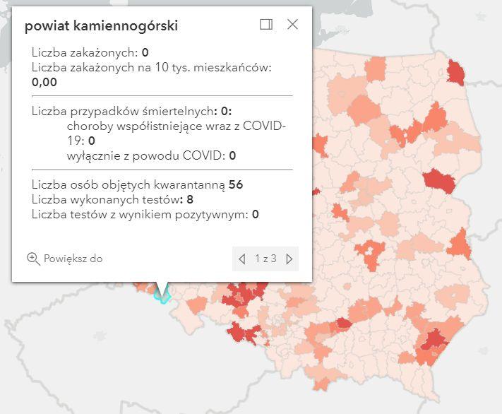 Koronawirus - statystyka - powiat kamiennogórski - 22.8.2021.