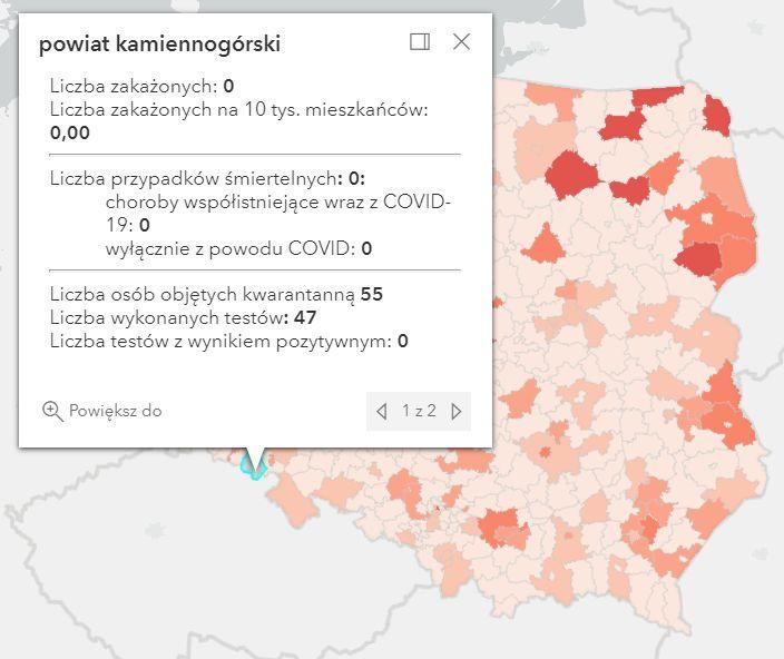 Koronawirus - statystyka - powiat kamiennogórski - 21.8.2021.