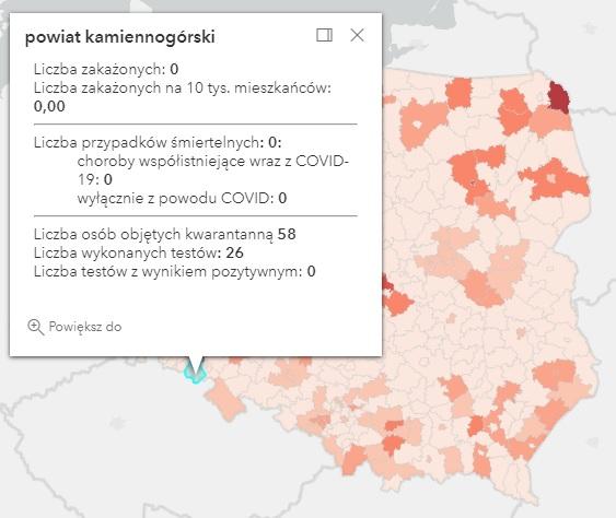Koronawirus - statystyka - powiat kamiennogórski - 20.8.2021.