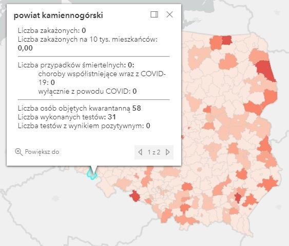 Koronawirus - statystyka - powiat kamiennogórski - 19.8.2021.