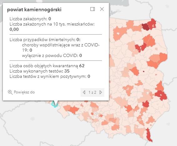Koronawirus - statystyka - powiat kamiennogórski - 18.8.2021.