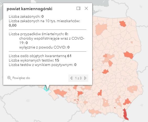 Koronawirus - statystyka - powiat kamiennogórski - 16.8.2021.