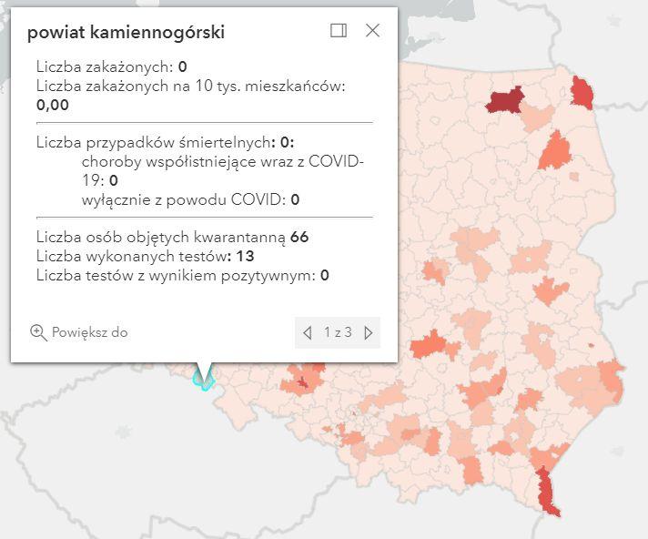 Koronawirus - statystyka - powiat kamiennogórski - 15.8.2021.