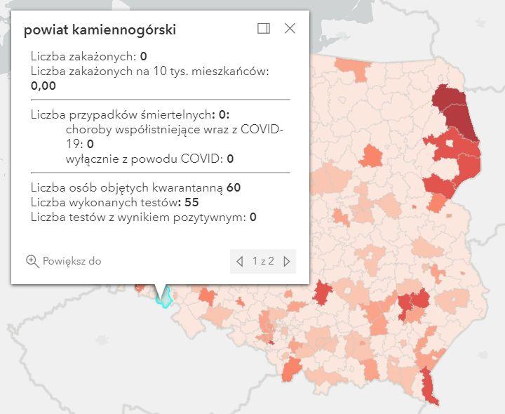 Koronawirus - statystyka - powiat kamiennogórski - 14.8.2021.