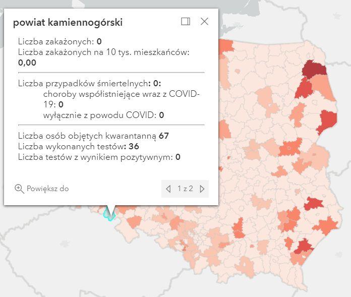 Koronawirus - statystyka - powiat kamiennogórski - 13.8.2021.